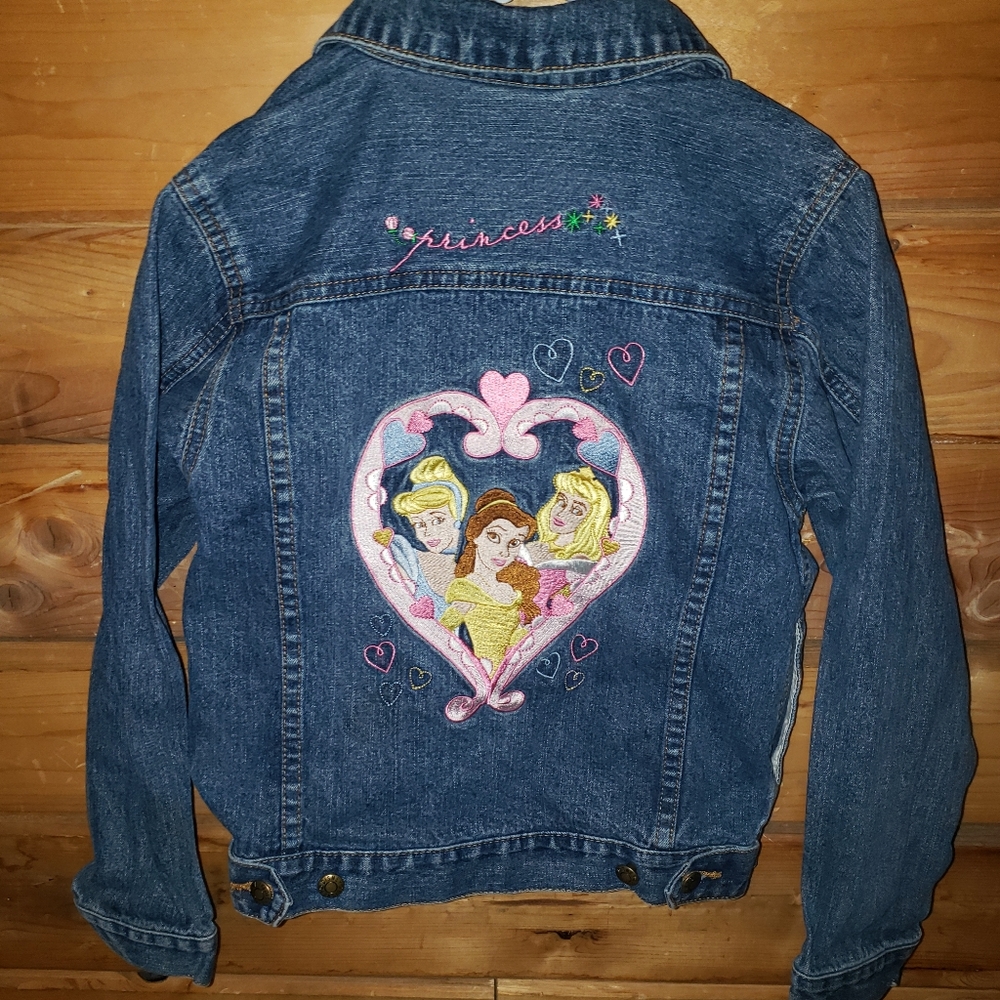 VINTAGE girls Disney Princesses Denim Jacket szM